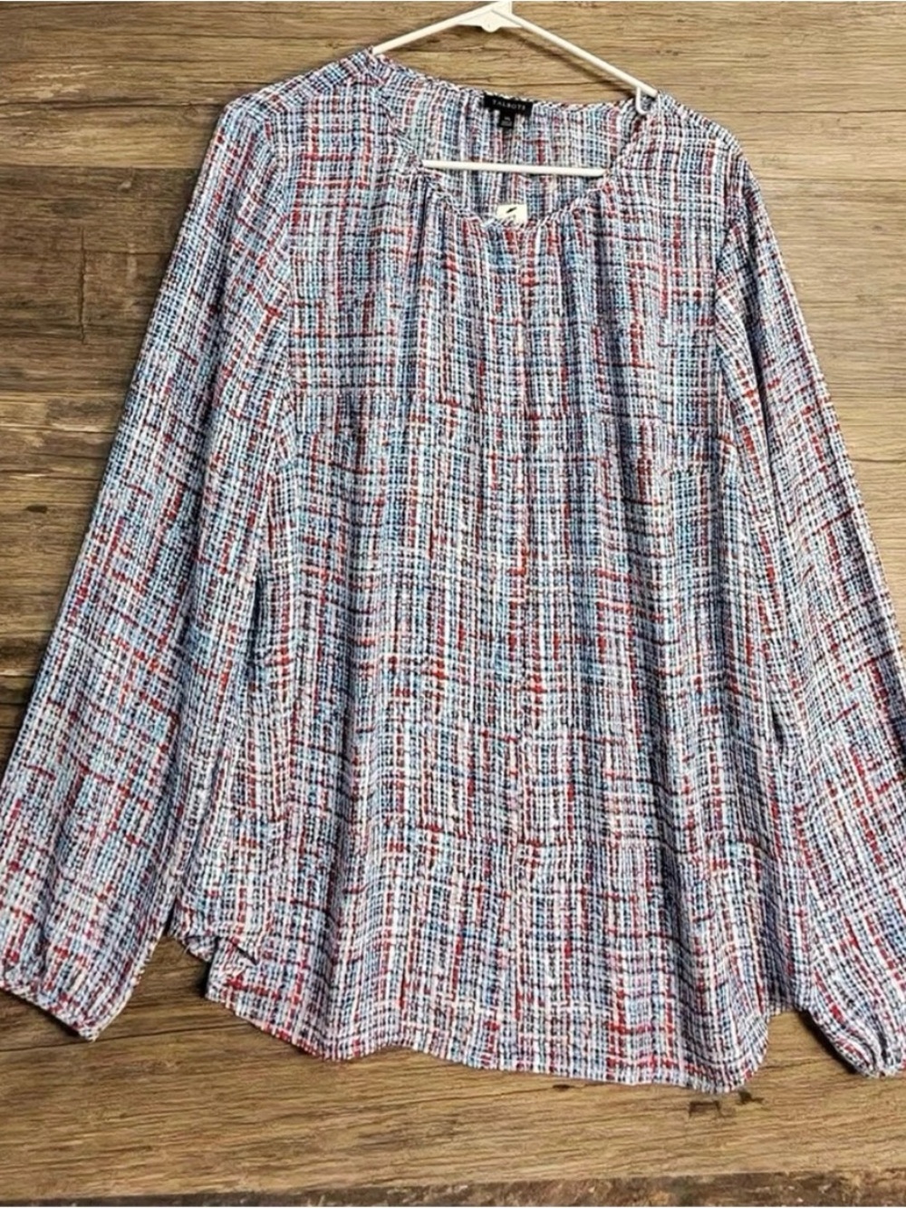 Talbots Multi-Color Plaid Print Long-Sleeve Blouse